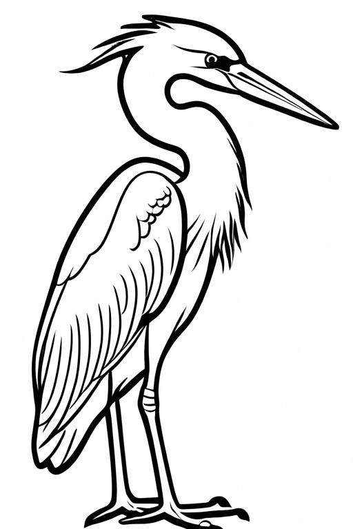 Heron Coloring Page 1 for Kids