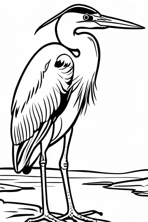 Heron Coloring Page 11 for Kids