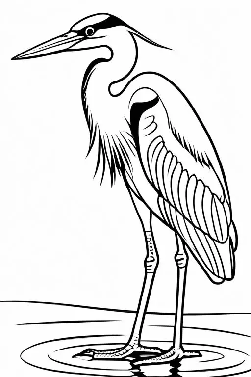 Heron Coloring Page 12 for Kids