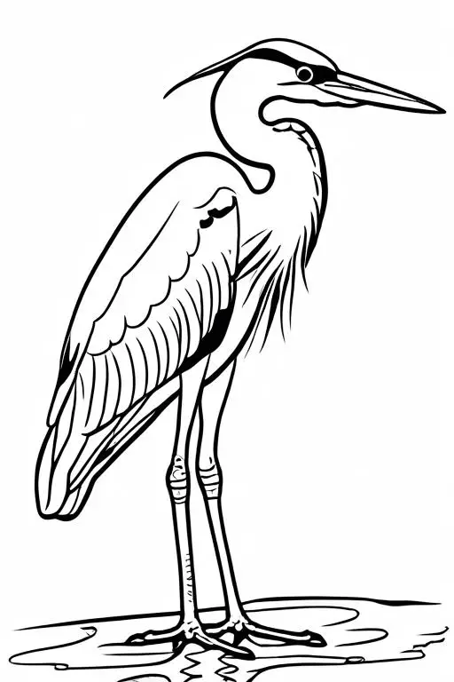 Heron Coloring Page 15 for Kids