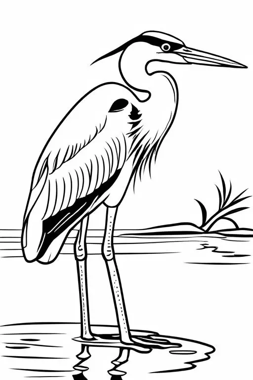 Heron Coloring Page 18 for Kids