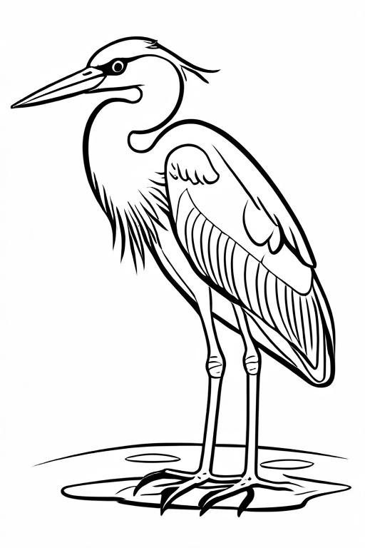 Heron Coloring Page 2 for Kids