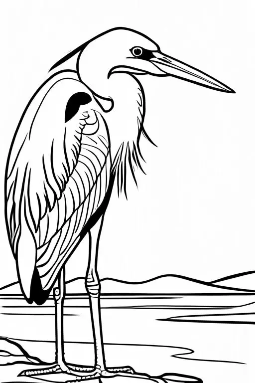 Heron Coloring Page 22 for Kids