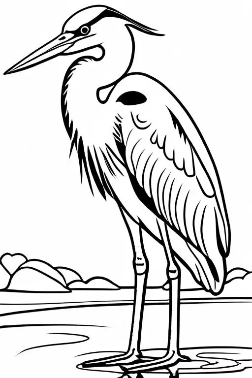 Heron Coloring Page 26 for Kids