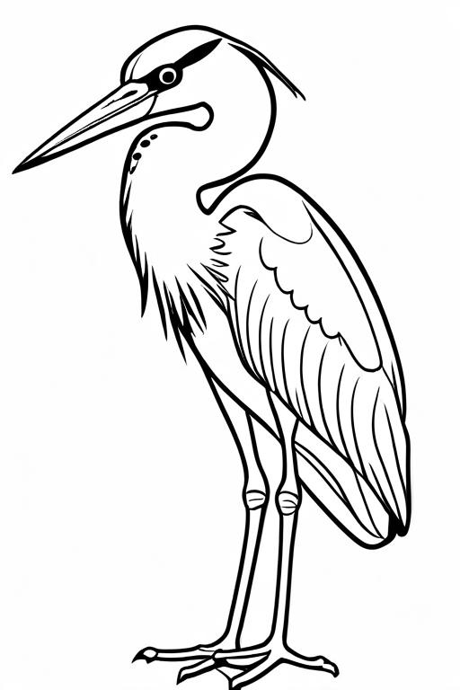 Heron Coloring Page 4 for Kids