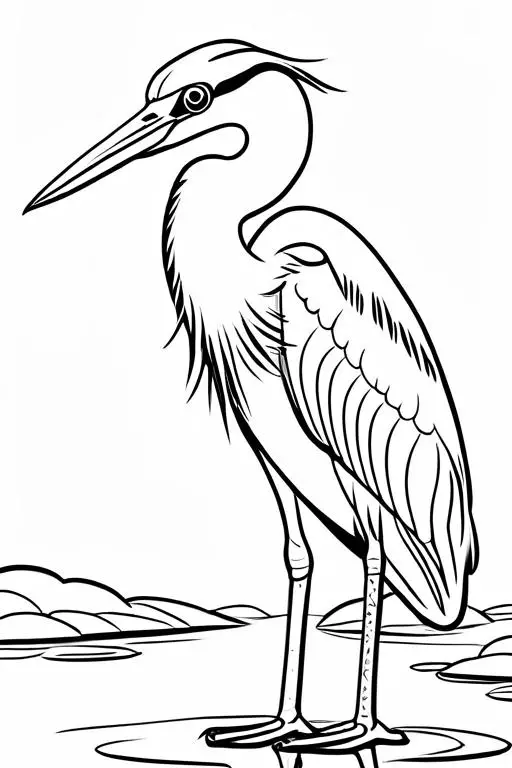 Heron Coloring Page 7 for Kids