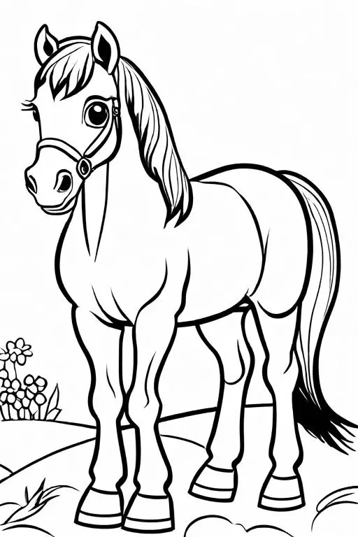 Horse Coloring Page 1 for Kids