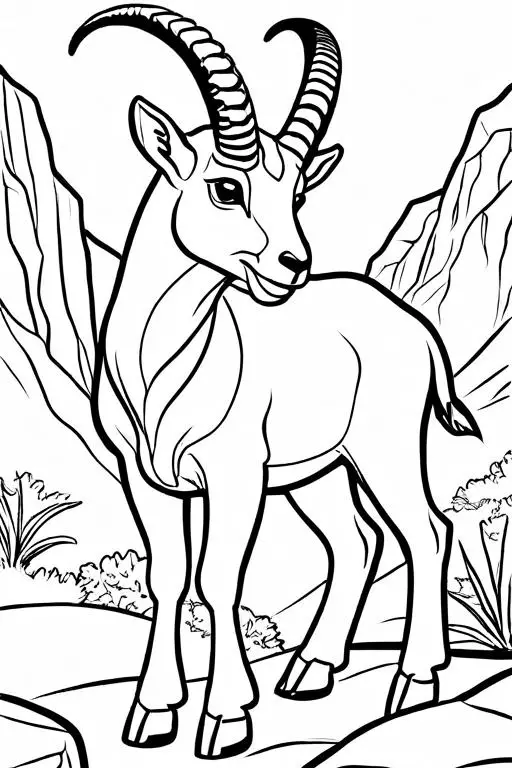 Ibex Coloring Page 1 for Kids