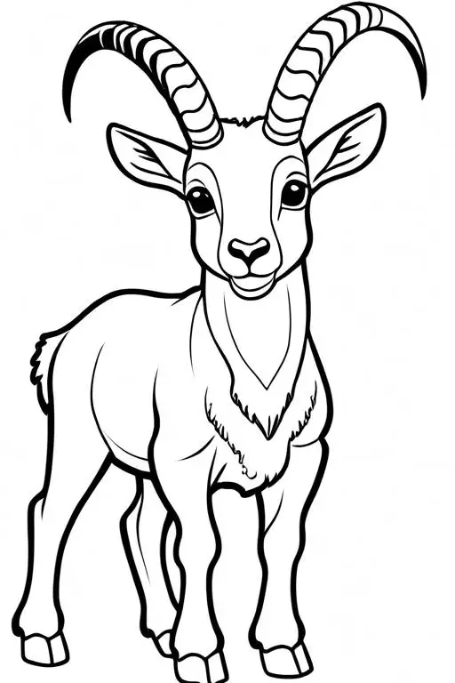 Ibex Coloring Page 3 for Kids