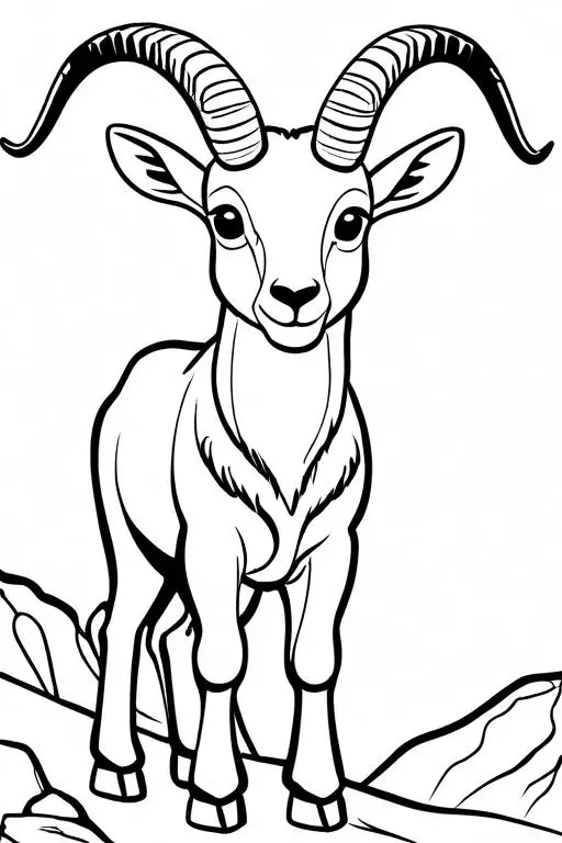 Ibex Coloring Page 4 for Kids