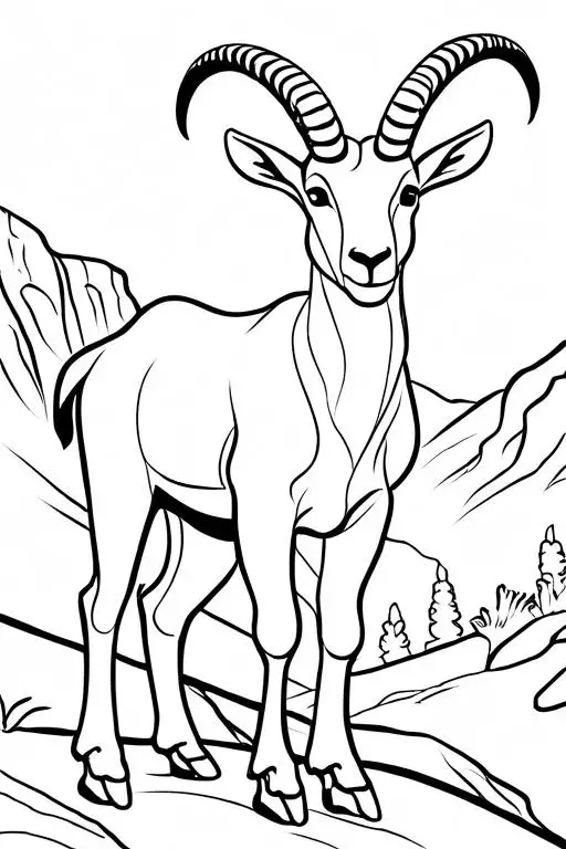 Ibex Coloring Page 7 for Kids