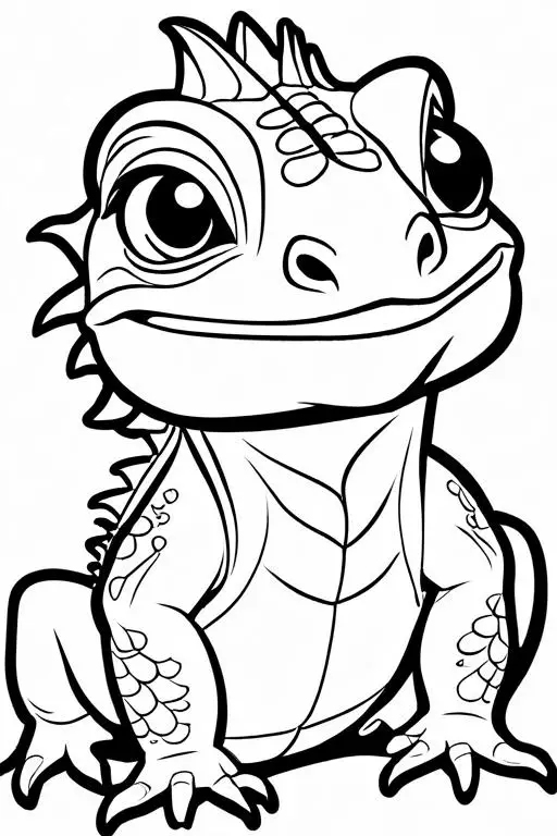 Iguana Coloring Page 1 for Kids