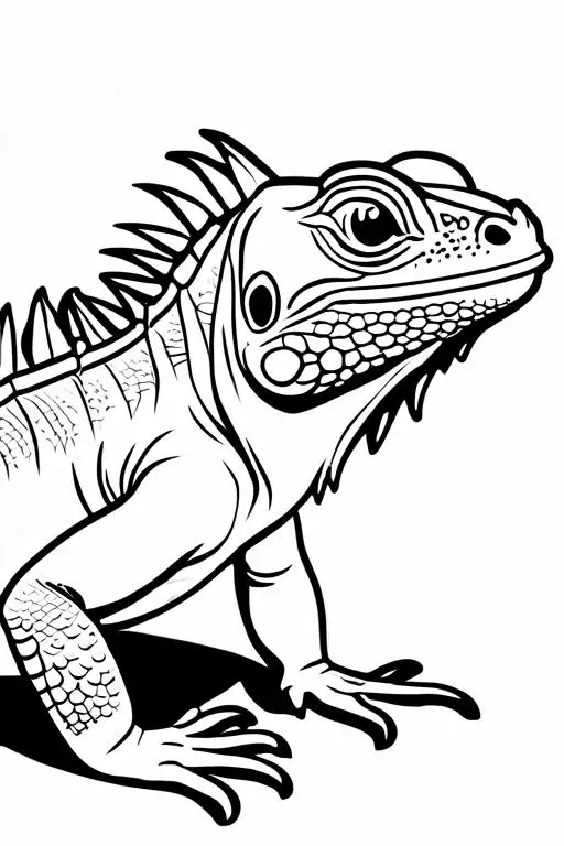 Iguana Coloring Page 2 for Kids