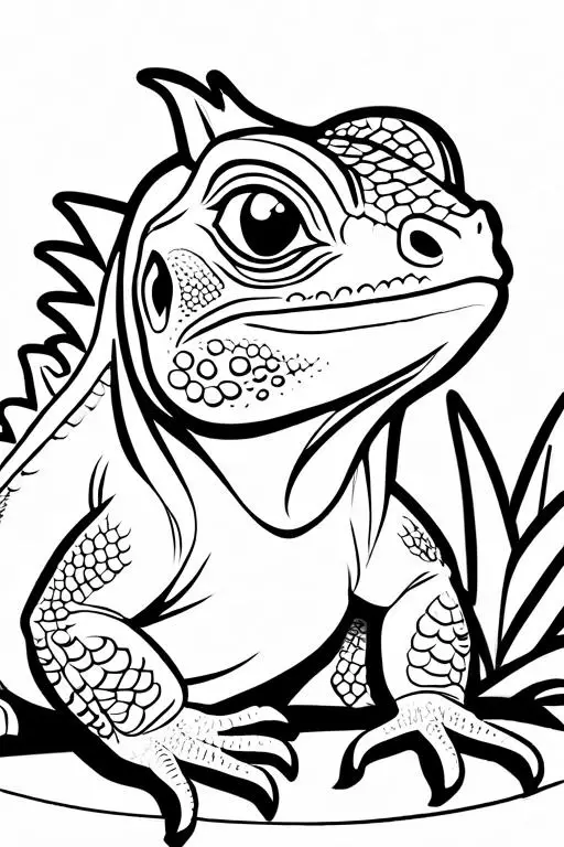 Iguana Coloring Page 6 for Kids