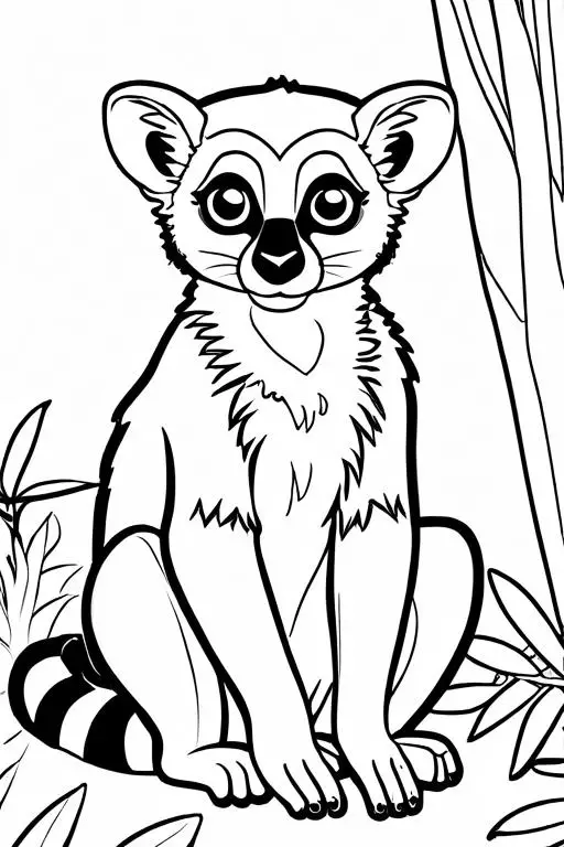 Lemur Coloring Page 1 for Kids