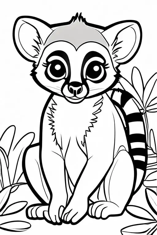 Lemur Coloring Page 2 for Kids