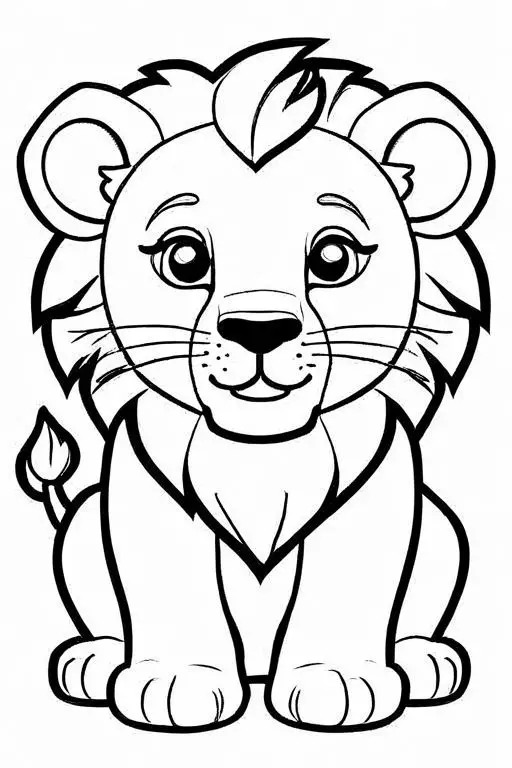 Lion Coloring Page 1 for Kids