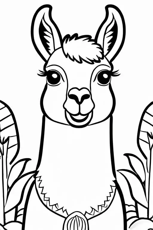 Llama Coloring Page 1 for Kids