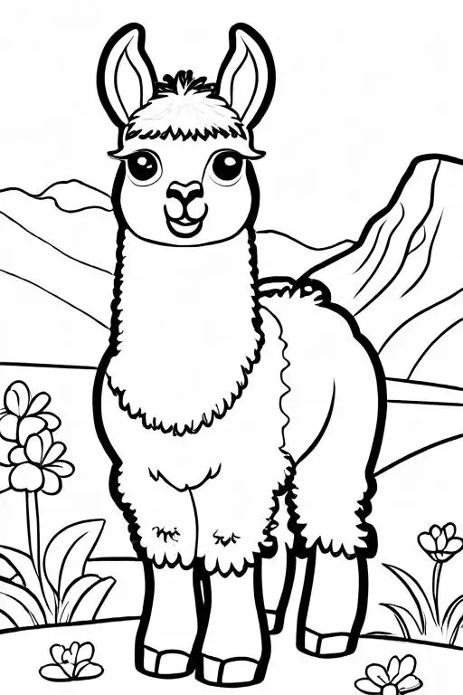 Llama Coloring Page 13 for Kids