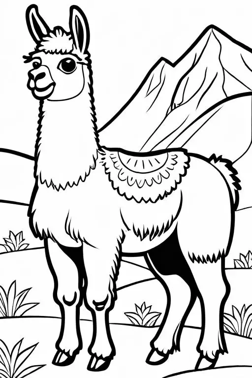 Llama Coloring Page 14 for Kids