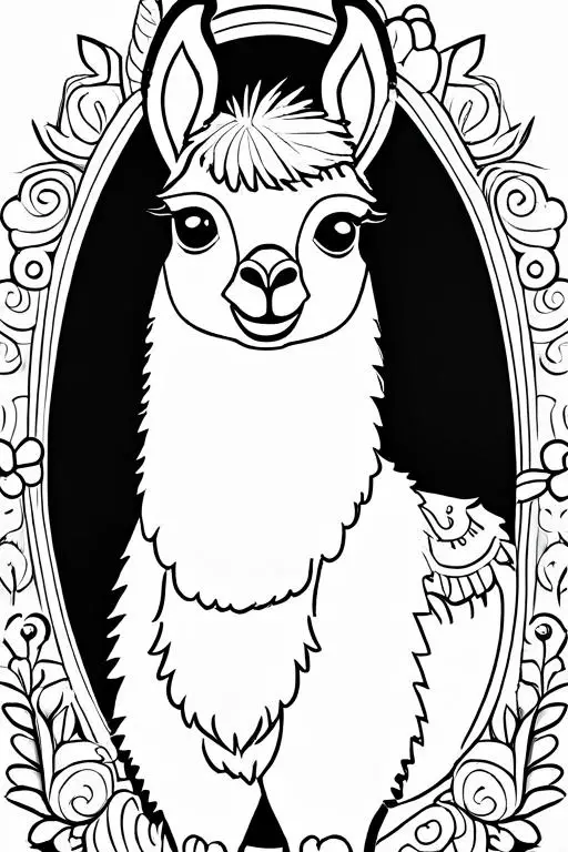 Llama Coloring Page 15 for Kids