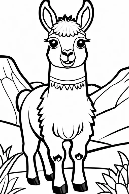 Llama Coloring Page 17 for Kids