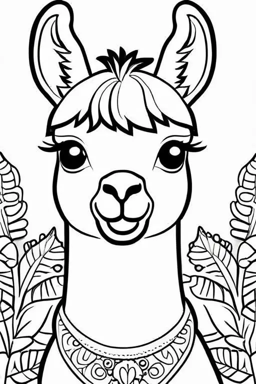 Llama Coloring Page 19 for Kids