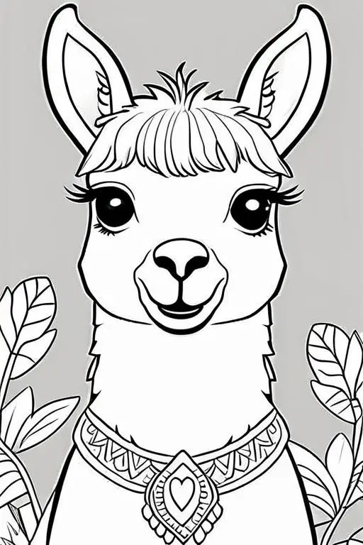 Llama Coloring Page 3 for Kids