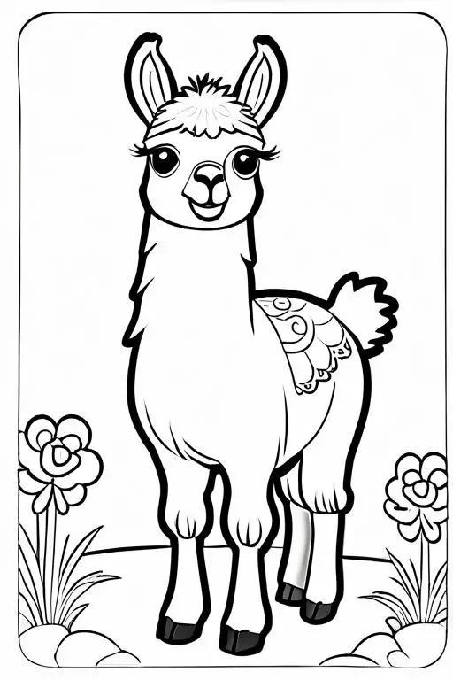 Llama Coloring Page 4 for Kids