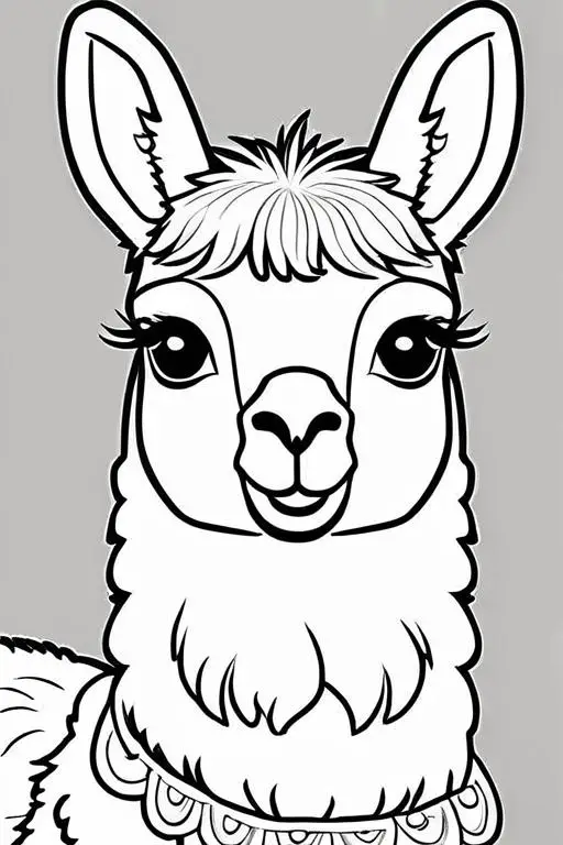 Llama Coloring Page 6 for Kids