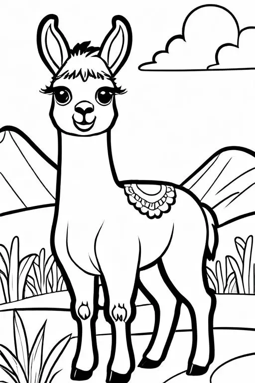 Llama Coloring Page 7 for Kids