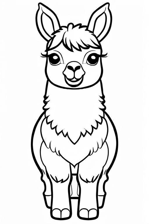 Llama Coloring Page 8 for Kids