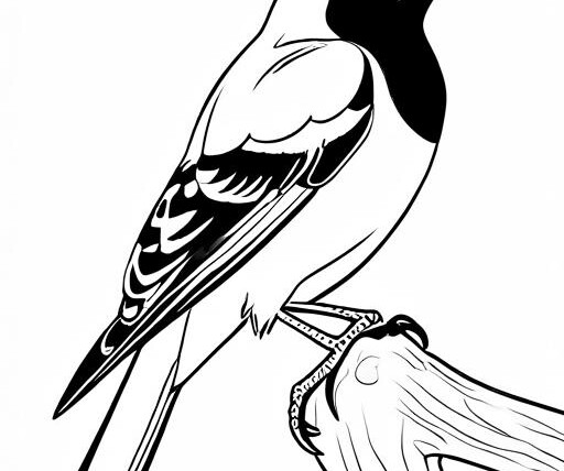 Magpie Coloring Page 1 for Kids