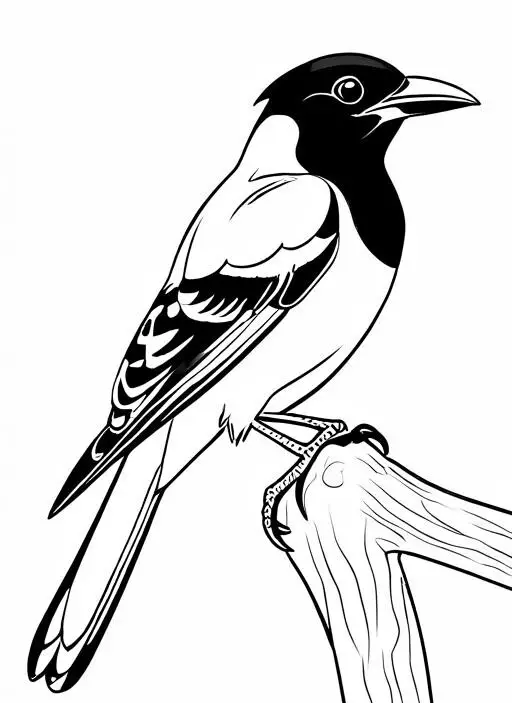 Magpie Coloring Page 1 for Kids