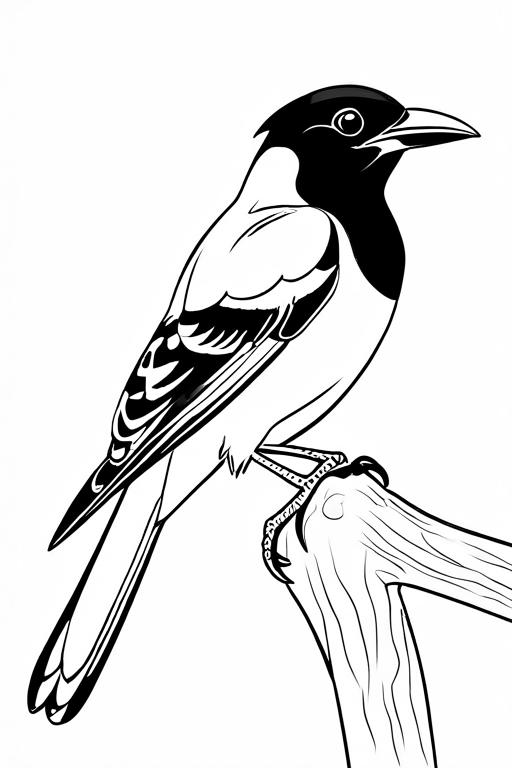 Magpie Coloring Page 1 for Kids