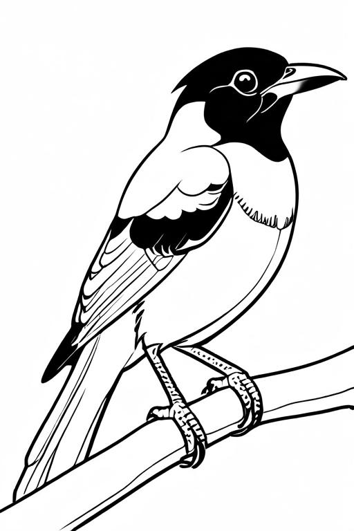 Magpie Coloring Page 2 for Kids