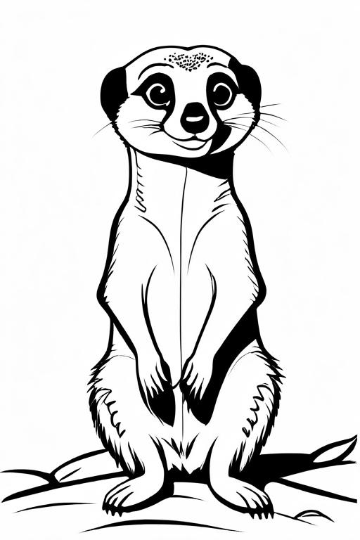 Meerkat Coloring Page 1 for Kids