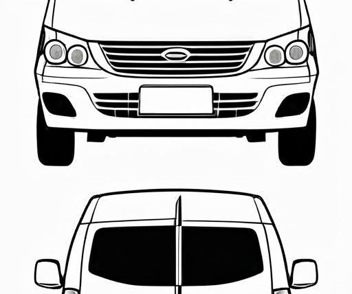 Minivan Coloring Page 1 for Kids