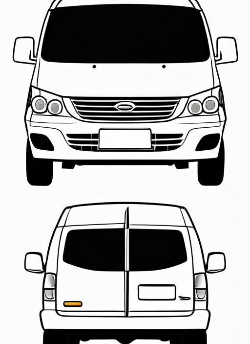 Minivan Coloring Page 1 for Kids