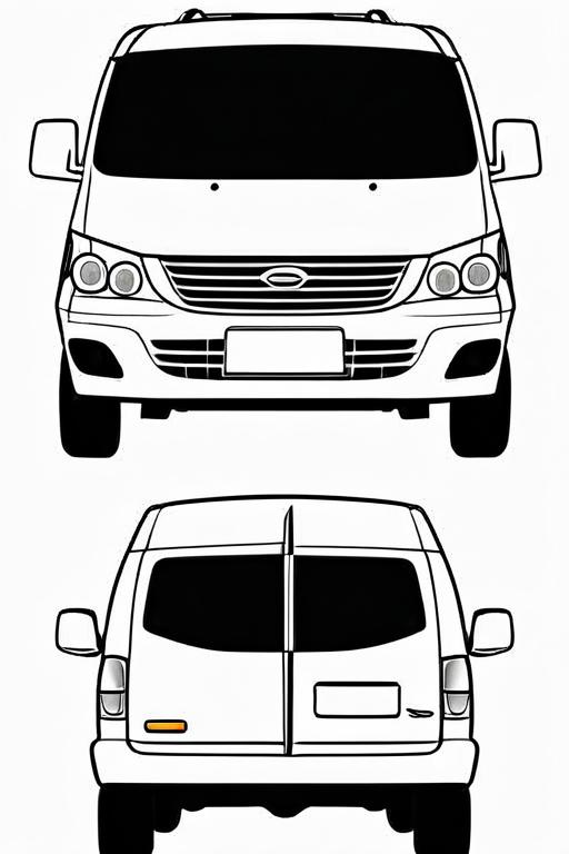 Minivan Coloring Page 1 for Kids