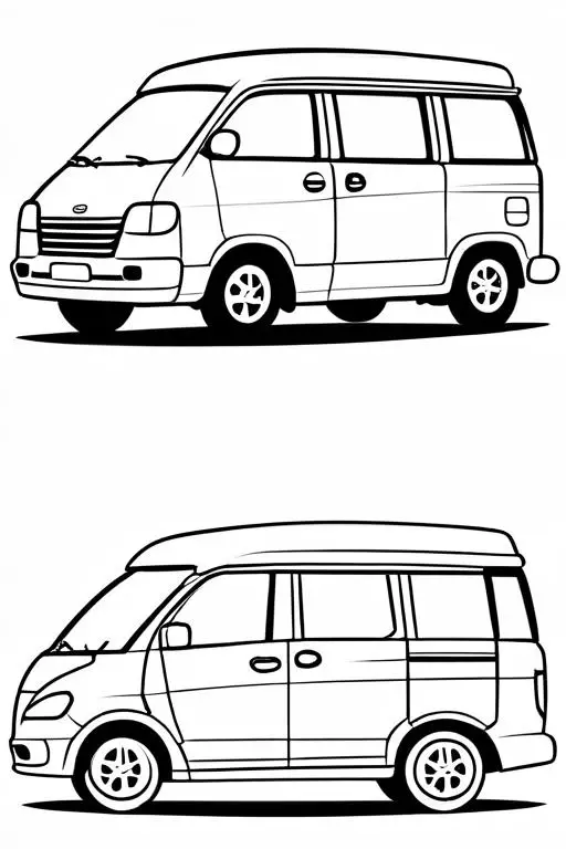 Minivan Coloring Page 15 for Kids