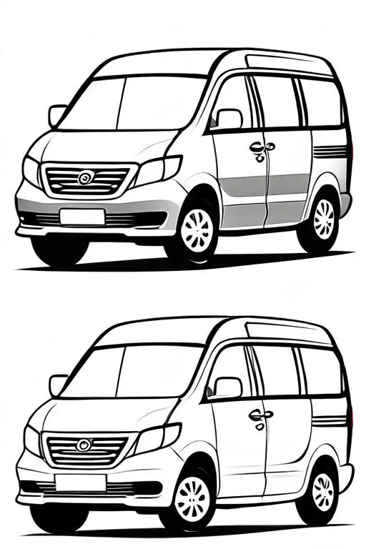 Minivan Coloring Page 17 for Kids