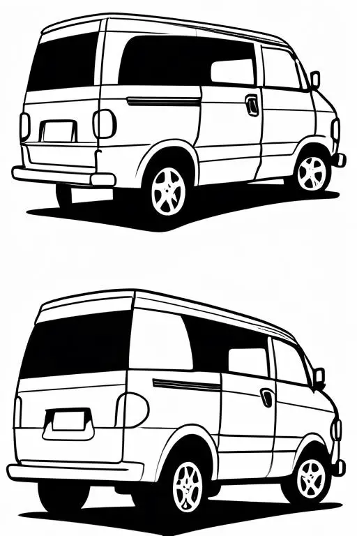 Minivan Coloring Page 2 for Kids