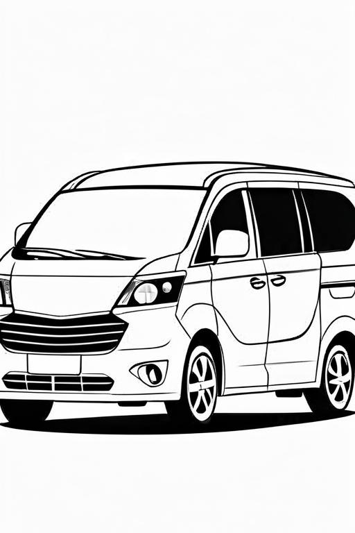 Minivan Coloring Page 33 for Kids