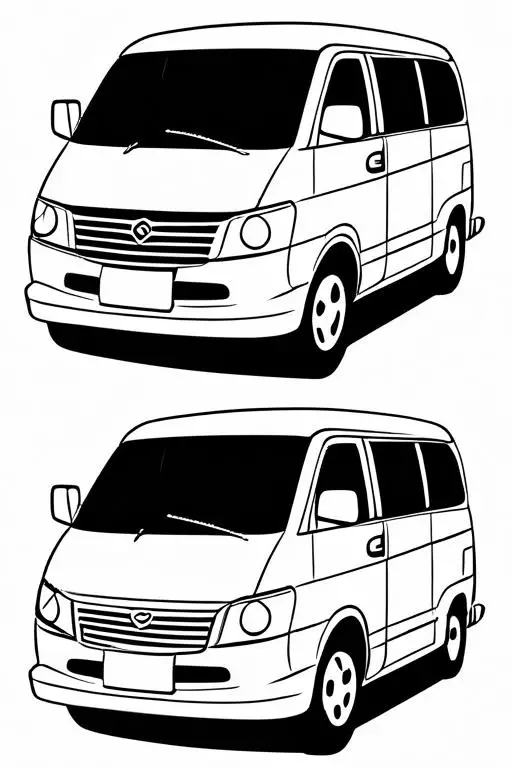 Minivan Coloring Page 35 for Kids