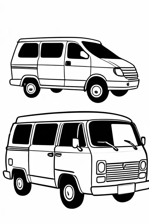 Minivan Coloring Page 51 for Kids