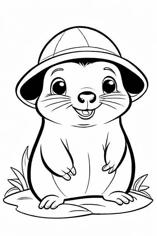 Mole Coloring Page 1 for Kids