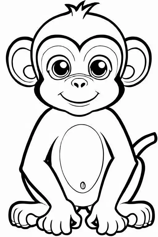 Monkey Coloring Page 10 for Kids