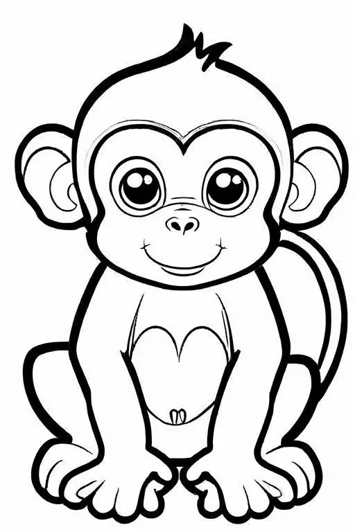 Monkey Coloring Page 11 for Kids