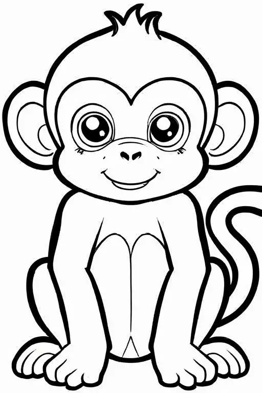 Monkey Coloring Page 12 for Kids